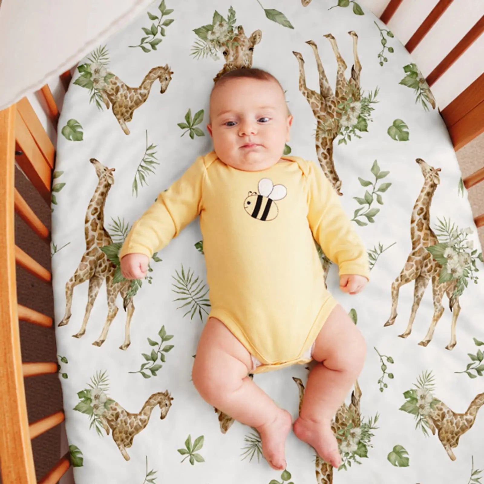 Sábana ajustable elástica estampada para cuna y cambiador de bebé