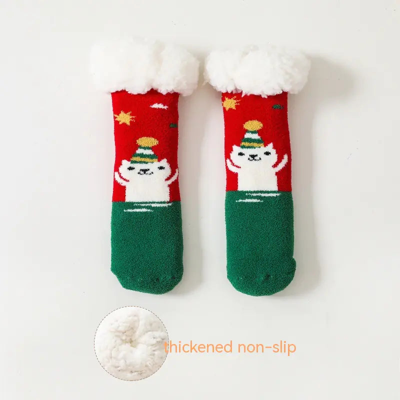 Calcetines de bebé antideslizantes con forro polar cálido en lana de cordero