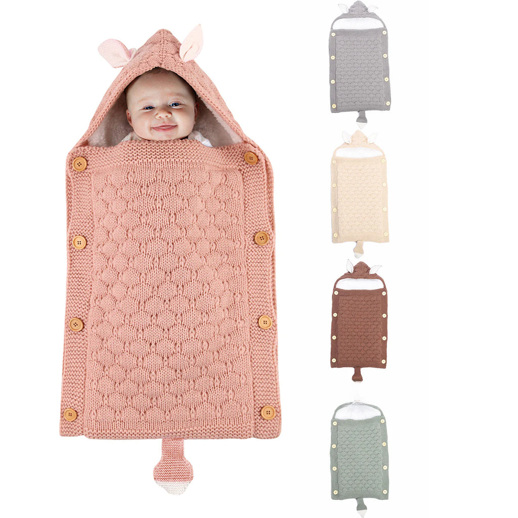 Saco de dormir de punto con orejas de conejo para bebé, ideal para primavera y otoño