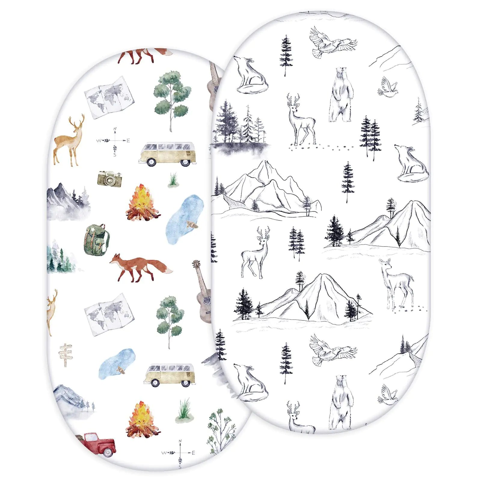 Sábana ajustable elástica estampada para cuna y cambiador de bebé