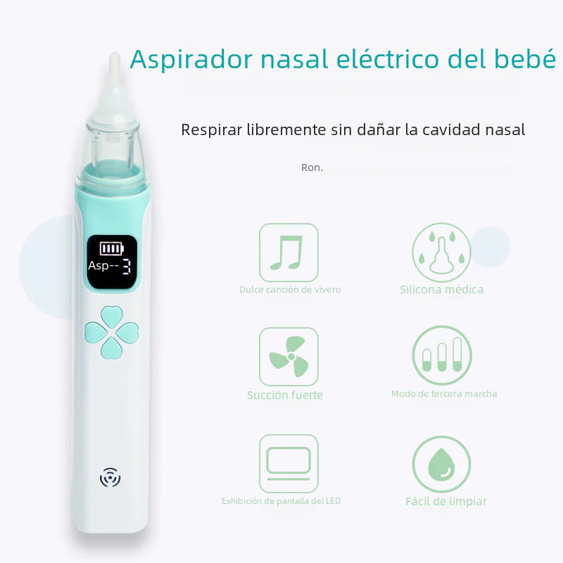 Aspirador nasal eléctrico para bebés con punta de silicona suave
