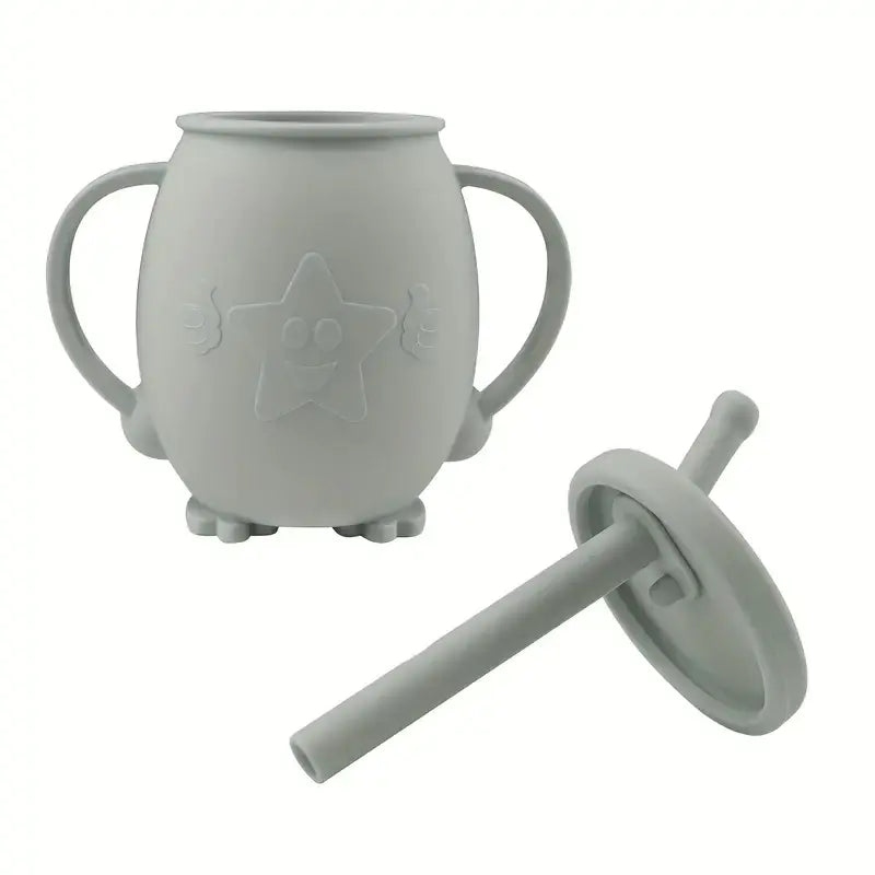Vaso de silicona para bebés con pajita y tapa para aprender a beber
