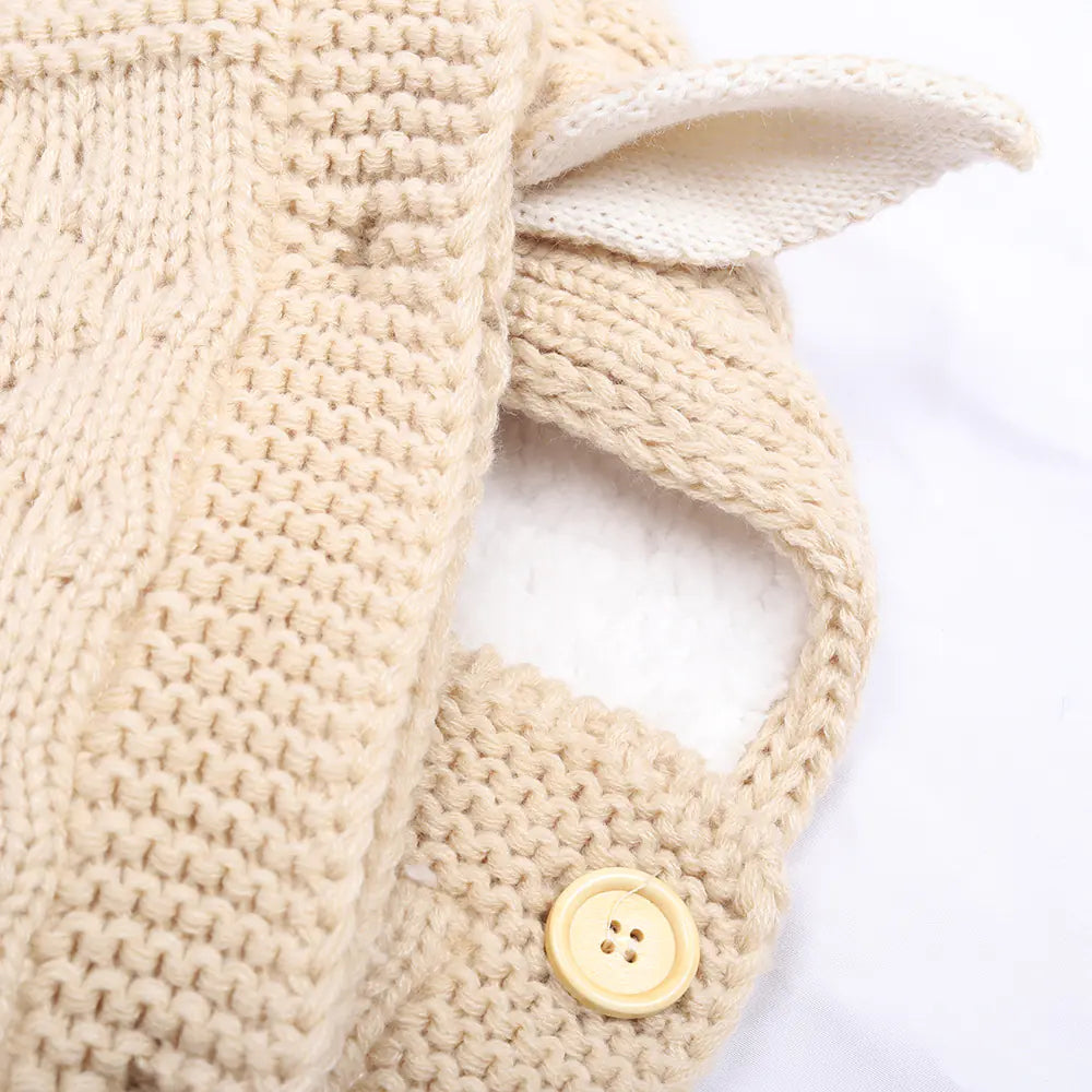 Saco de dormir de punto con orejas de conejo para bebé, ideal para primavera y otoño