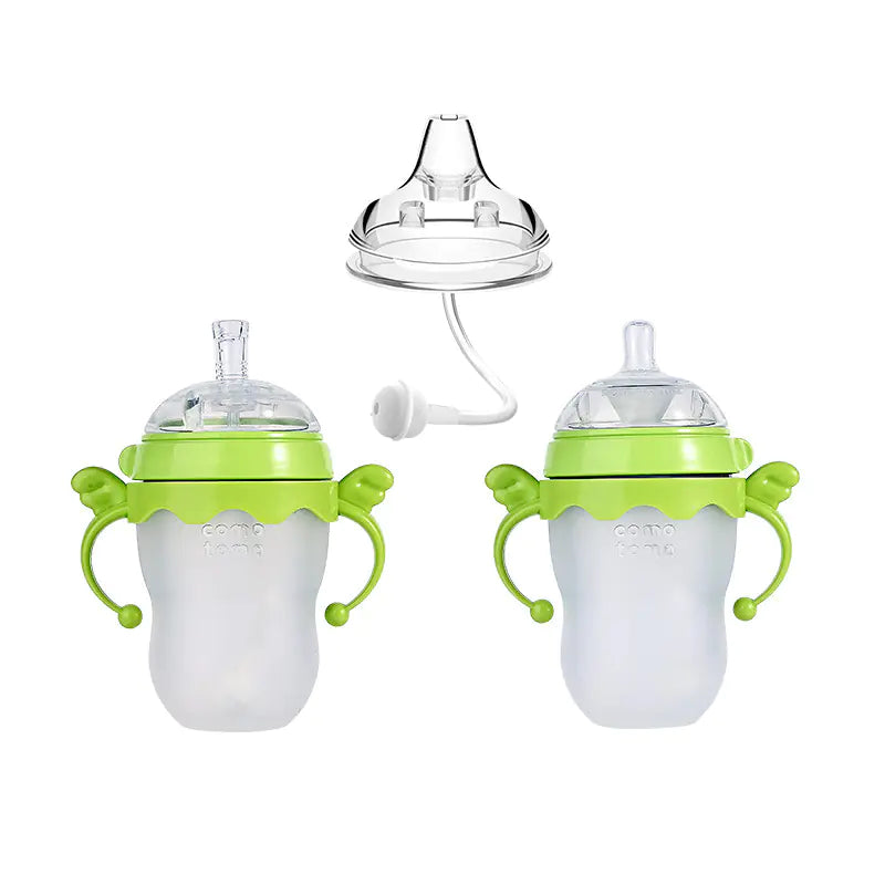 Biberón de silicona para el destete y para combatir los gases.