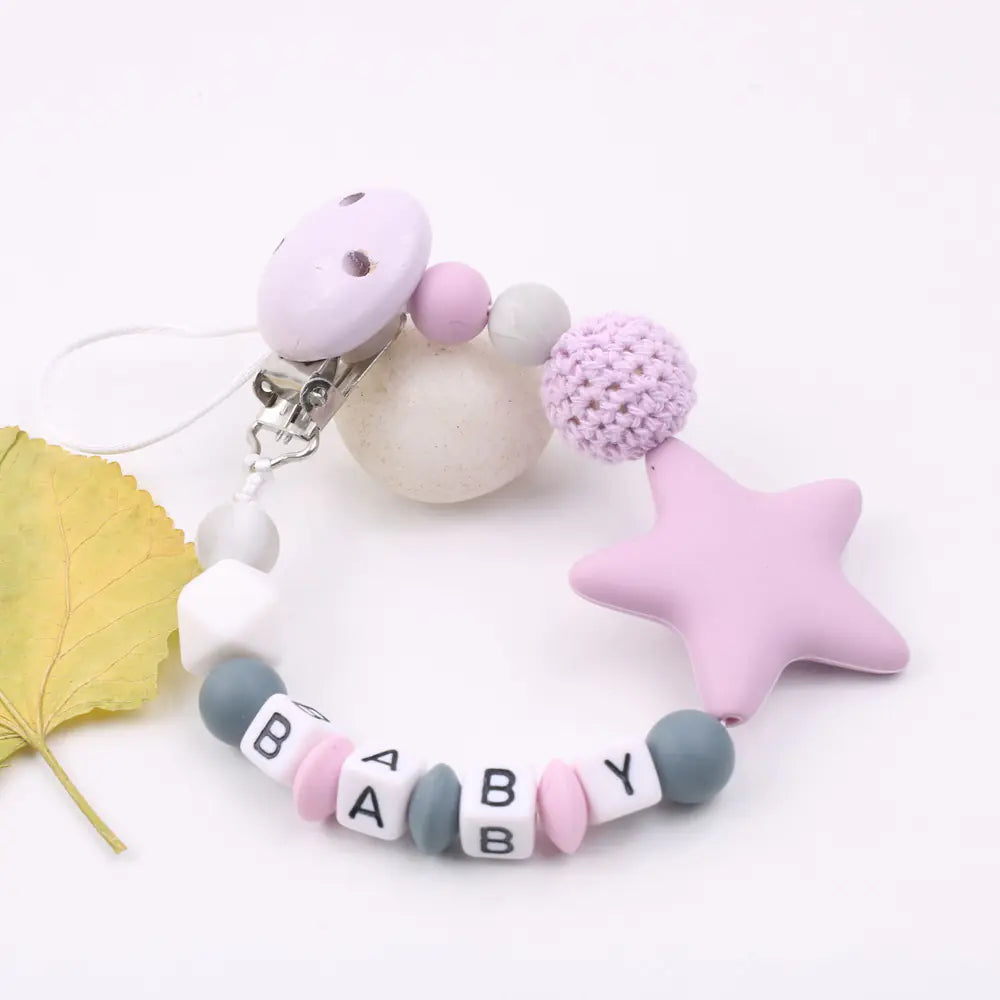 Cadena de silicona para sujetachupetes con pentagrama