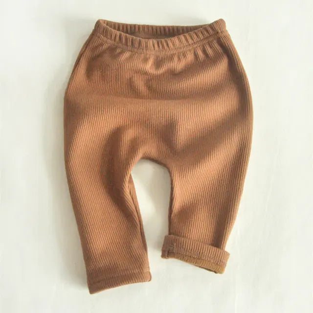 Pantalones gruesos de terciopelo cálido de talle alto para bebés